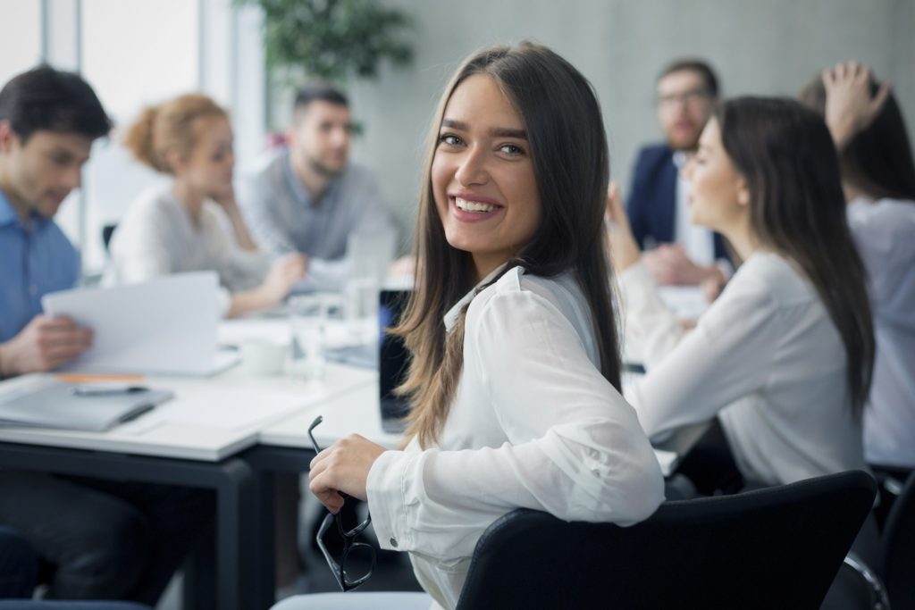 Closeup of business professional smiling